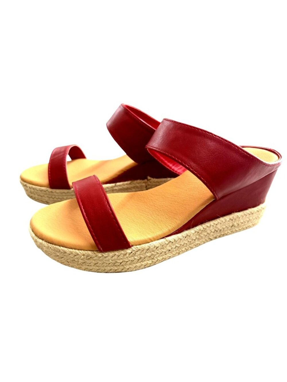 Journee Collection Red Wedge Sandals With Espadrille Soles SZ 8.5